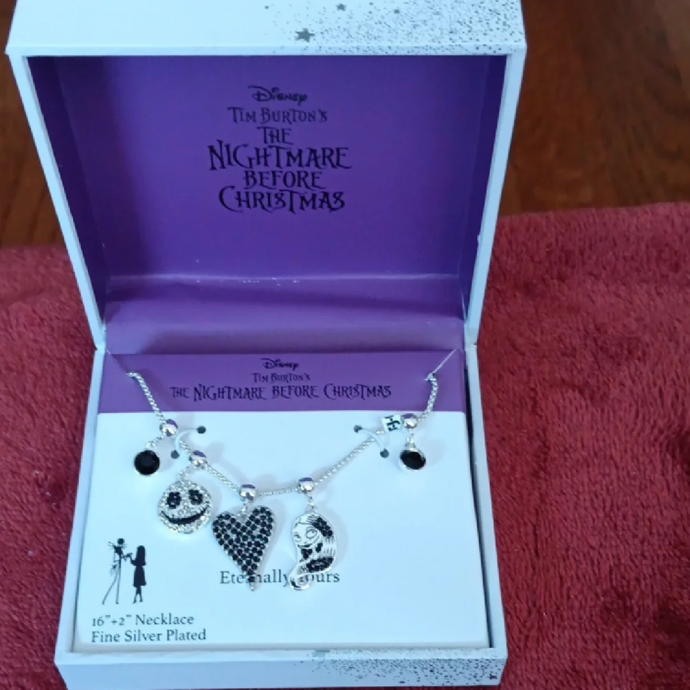 Disney Silver Necklace with Black and White Charms - Nightmare Before Christmas